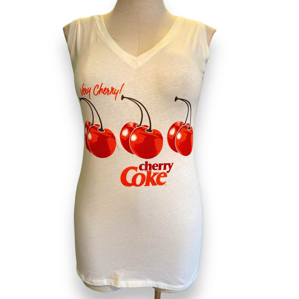 Torrid 0 (0X) New Cherry Coke Cherries V Neck Classic Fit Graphic Tank Top New